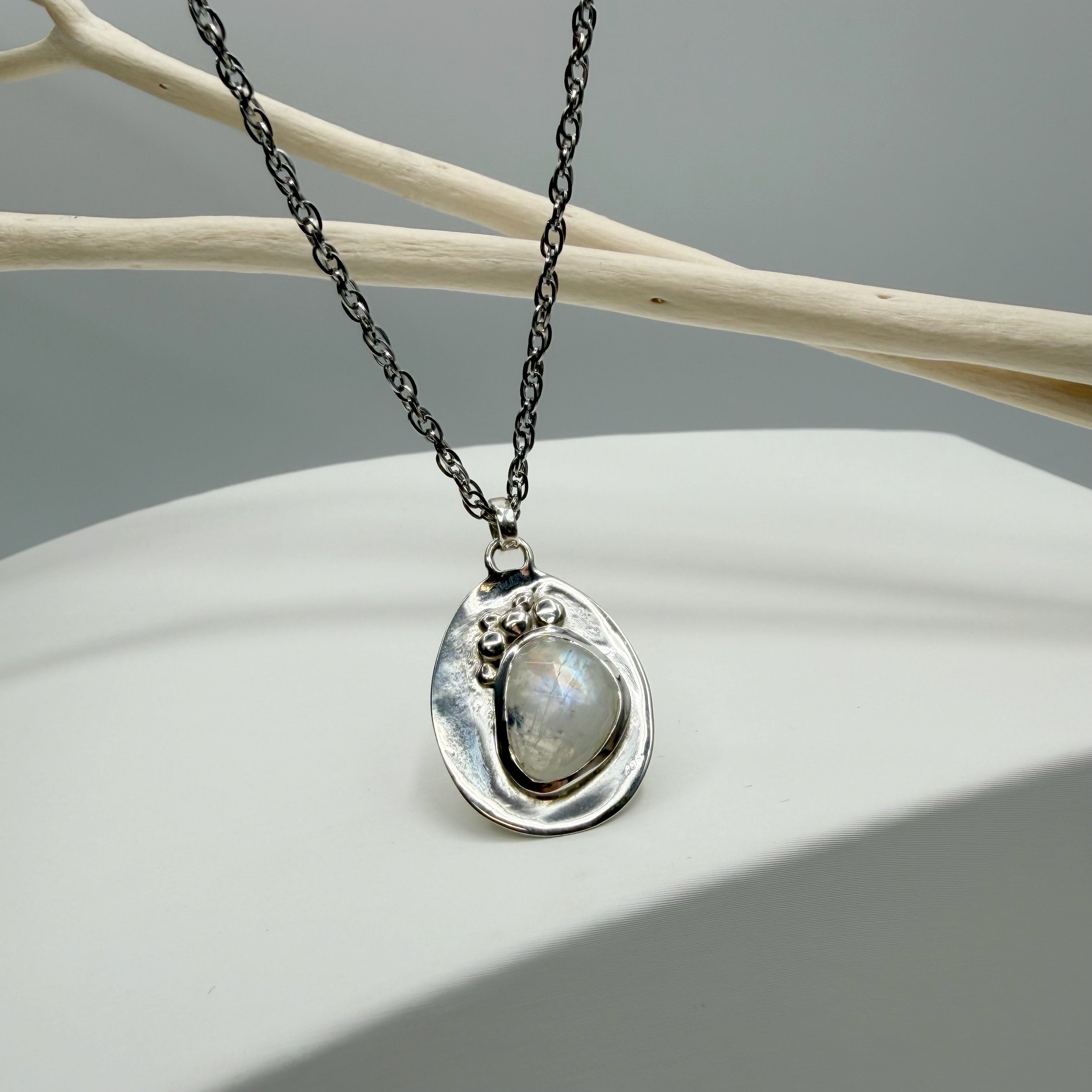 Ciondolo Diadema Labradorite Bianca - Argento 925