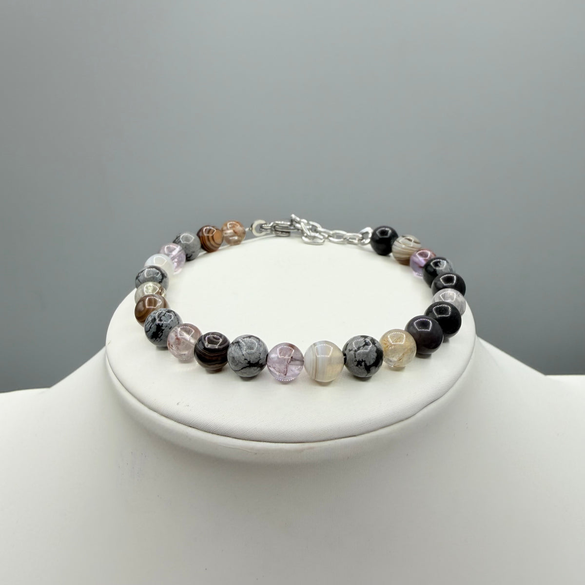 Bracciale Amuleto Specchio | Super Seven, Occhio di Shiva, Ossidiana Fiocco di Neve - LIMITED EDITION