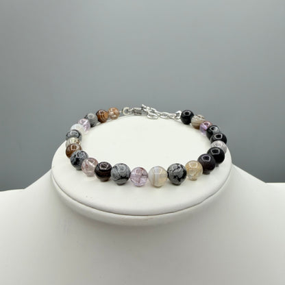 Bracciale Amuleto Specchio | Super Seven, Occhio di Shiva, Ossidiana Fiocco di Neve - LIMITED EDITION