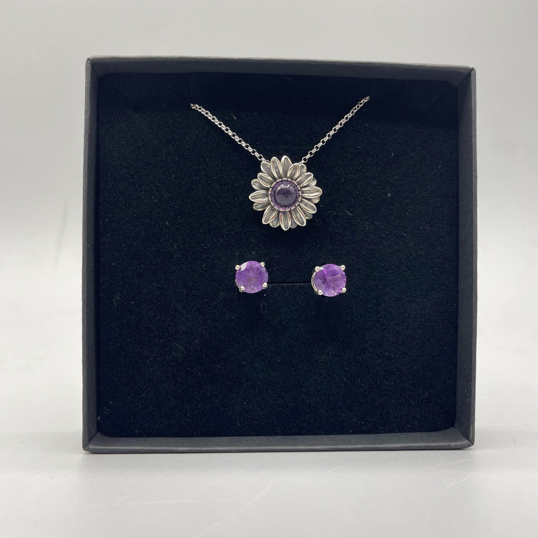 Set Ametista - Ciondolo e Orecchini, Argento 925