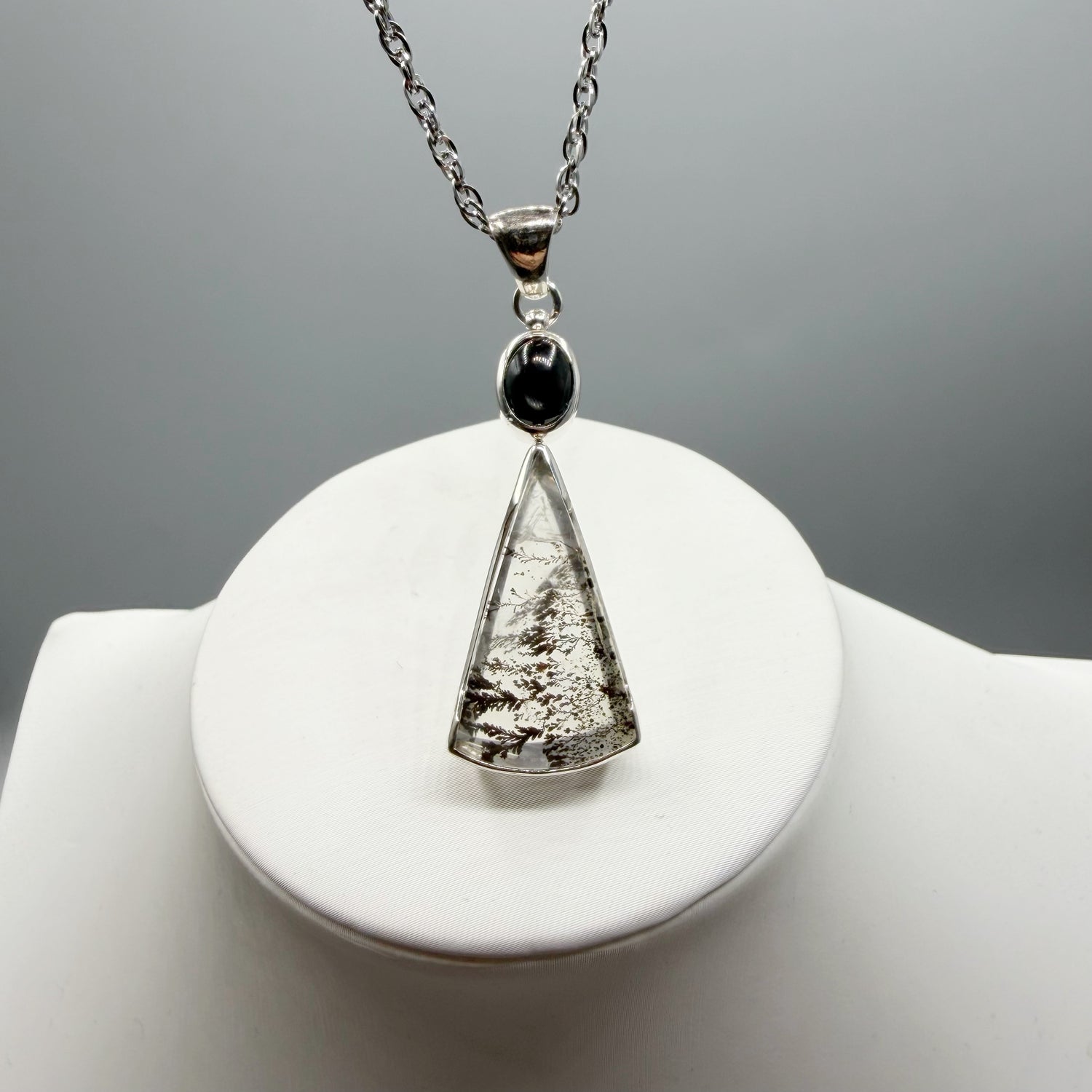 Ciondolo Diopsite e Quarzo Dendritico - Argento 925
