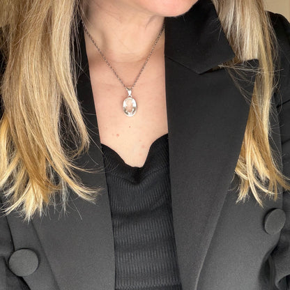 Ciondolo Cristallo di Rocca e Argento 925 - Ovale