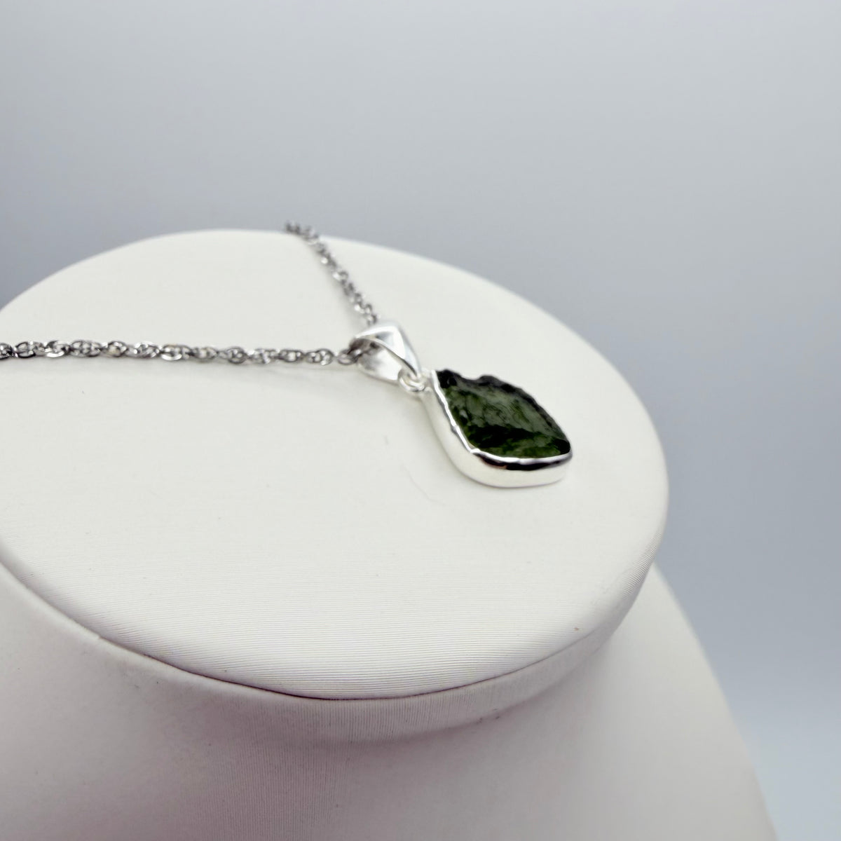 Ciondolo Moldavite Grezza - Argento 925