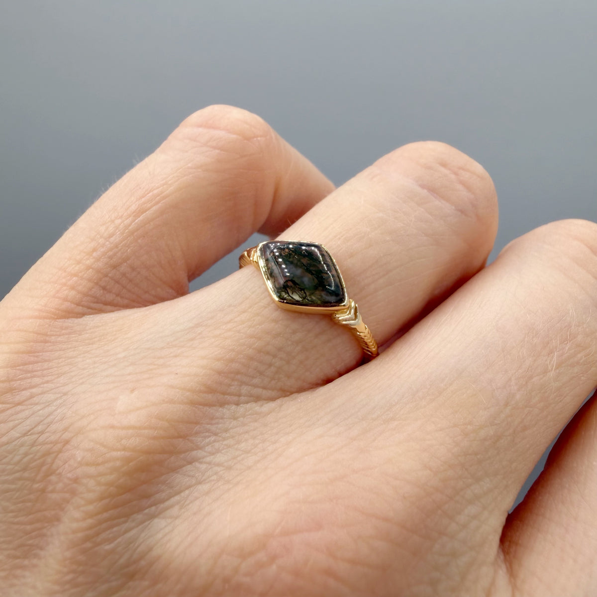 Anello Agata Muschiata | Argento 925 placcato oro 14k - NON REGOLABILE