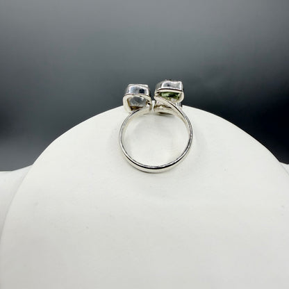 Anello Moldavite, Campo del Cielo e Diamante Herkimer | Argento 925