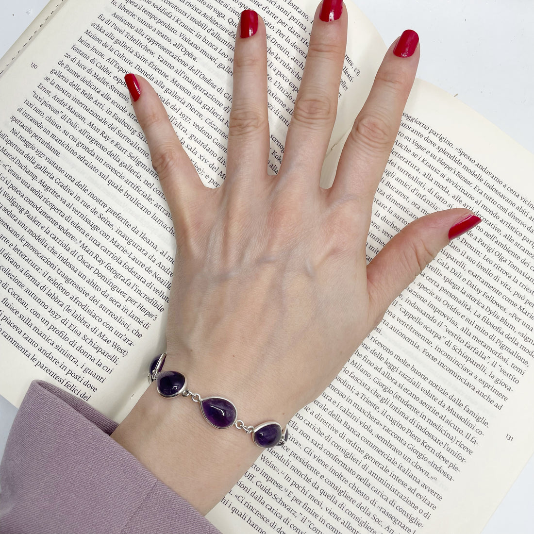 Bracciale Ametista a Goccia - Argento 925