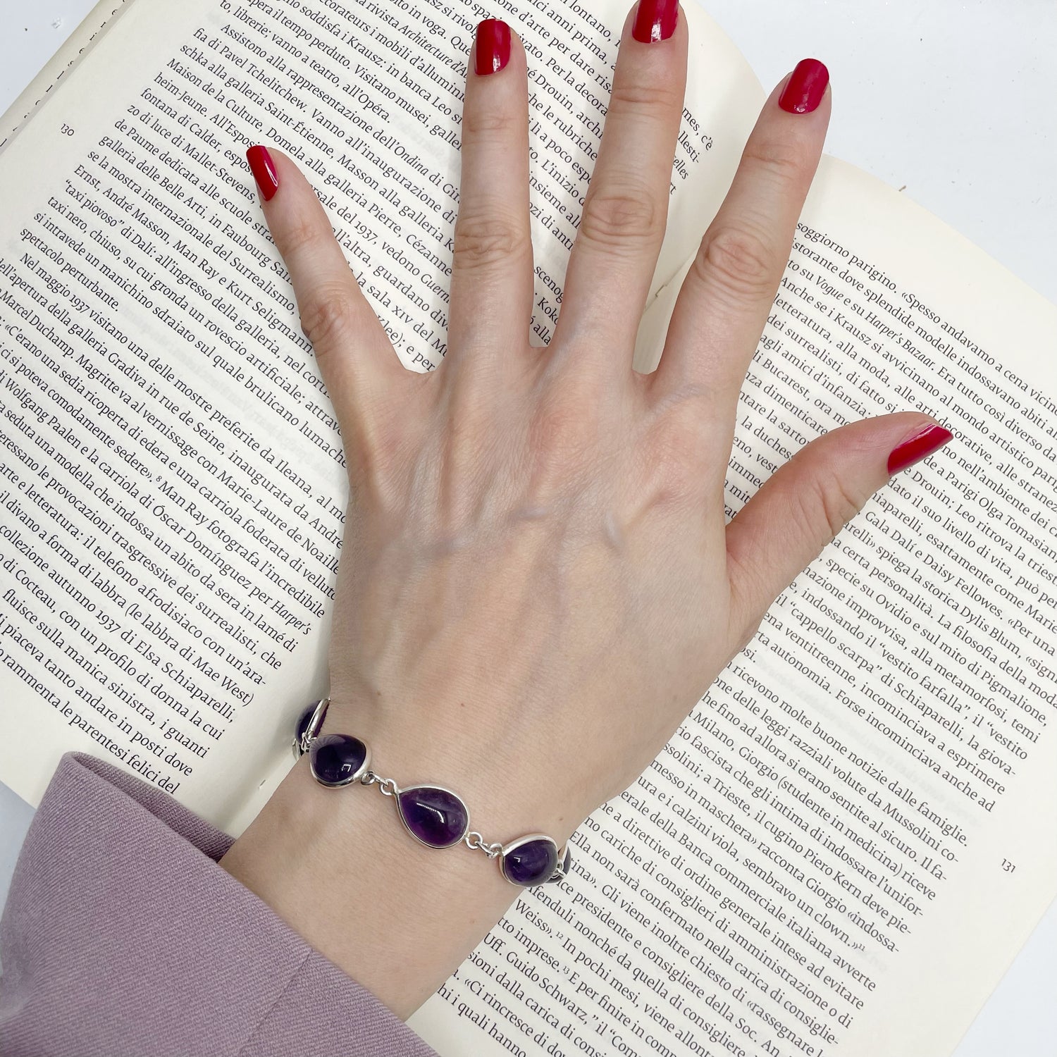 Bracciale Ametista a Goccia - Argento 925