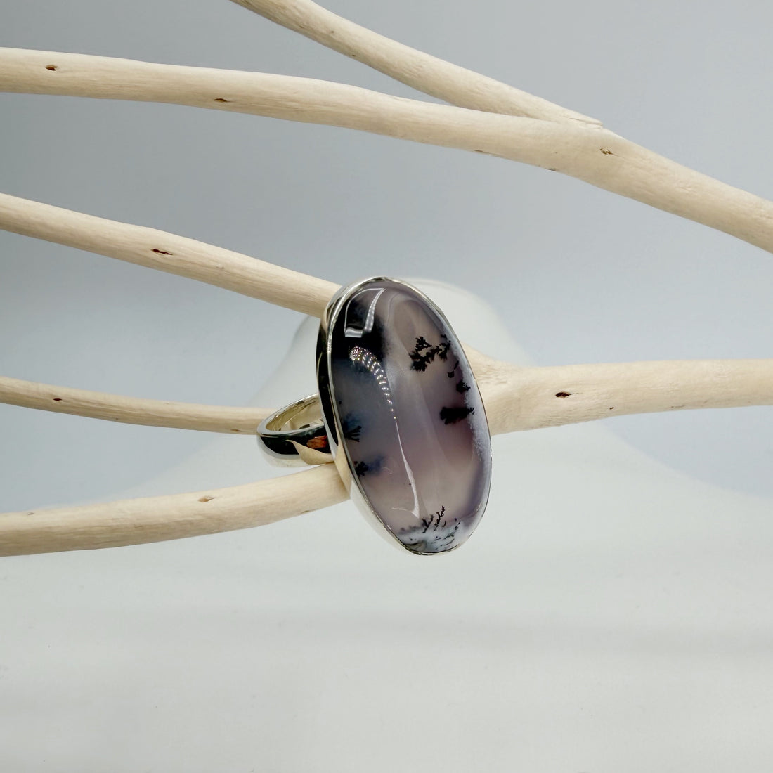 Anello Agata dendritica Ovale - Argento 925