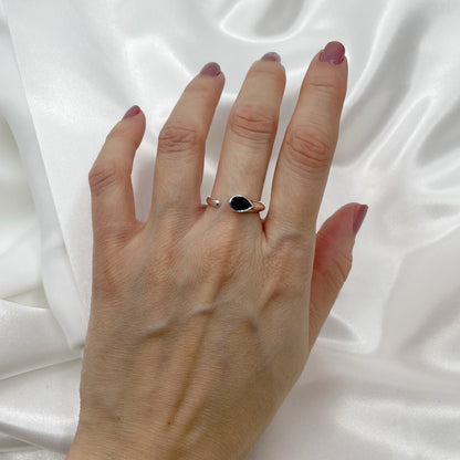 Anello Tormalina Nera Goccia e Argento 925