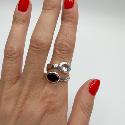 Anello Acquamarina e Granato - Argento 925