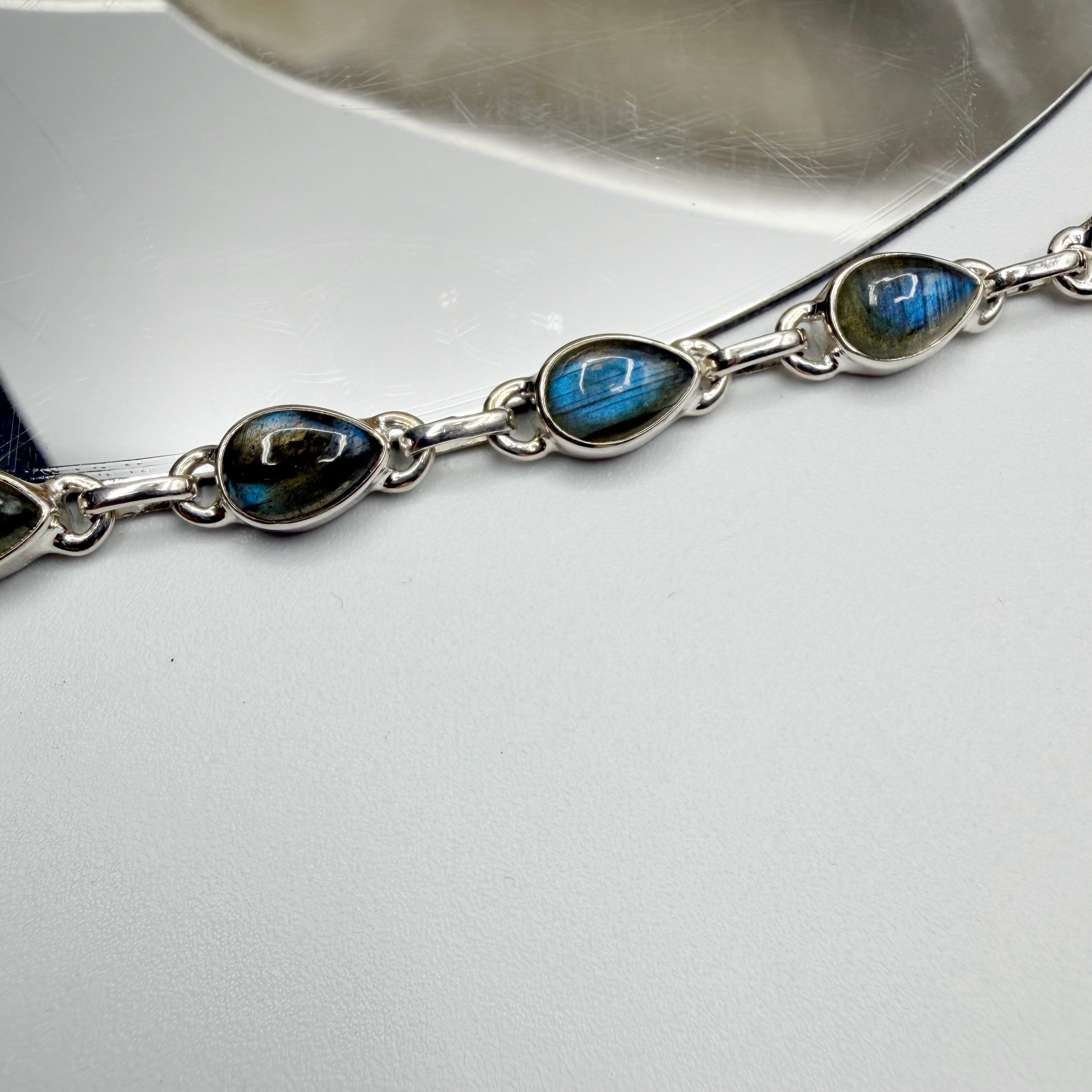 Bracciale Labradorite e Argento 925 - a goccia