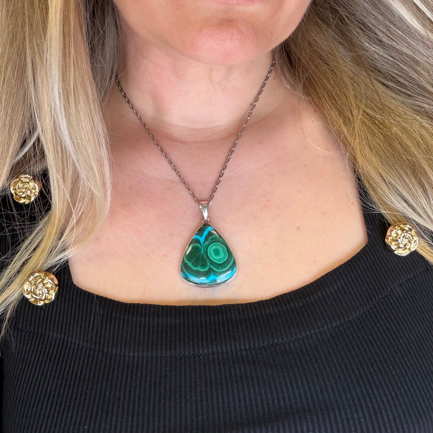 Ciondolo Malachite e Crisocolla Argento 925 - A Goccia