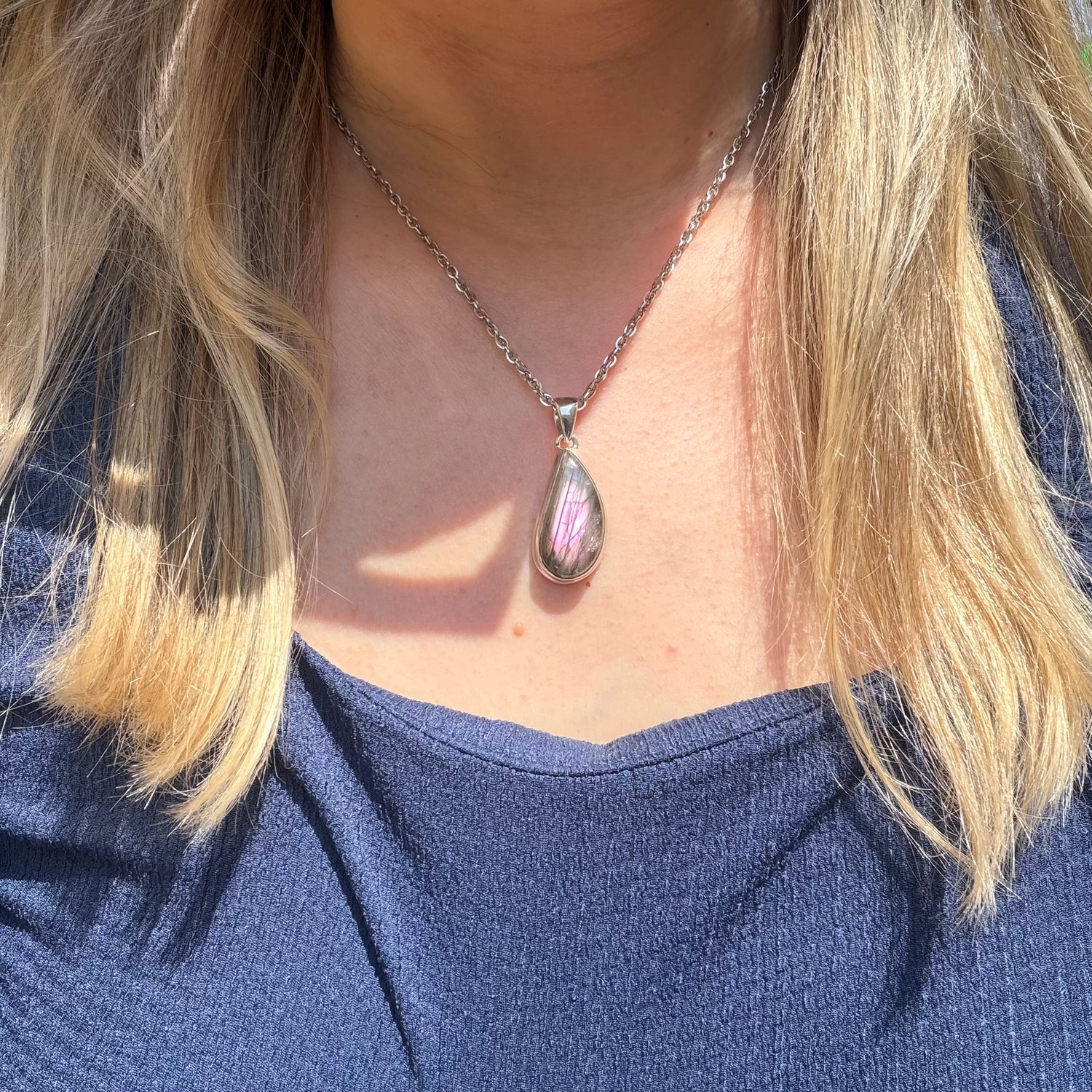 Ciondolo Labradorite Viola - Argento 925 a goccia