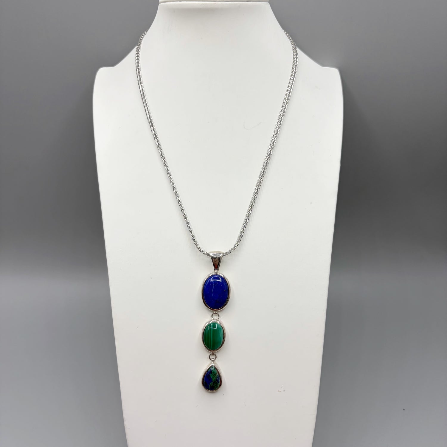 Ciondolo Lapislazzuli, Malachite, Azzurrite - Argento 925