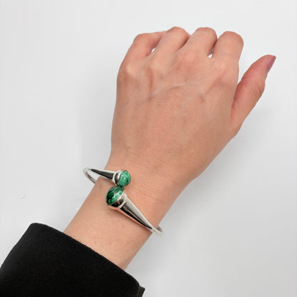 Bracciale Rigido di Malachite e Argento 925