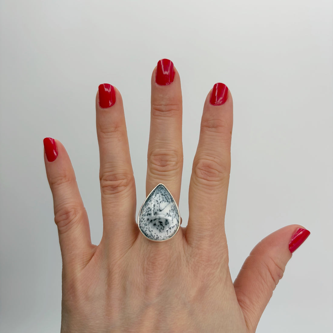 Anello Agata dendritica Argento 925 - a goccia