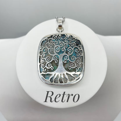 Ciondolo Crisocolla con Albero della Vita - Argento 925