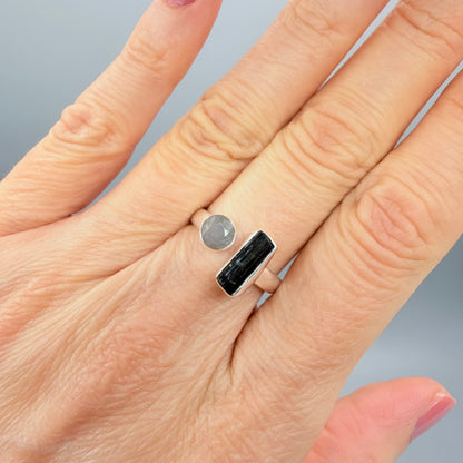 Anello Tormalina e Labradorite Grigia - Argento 925