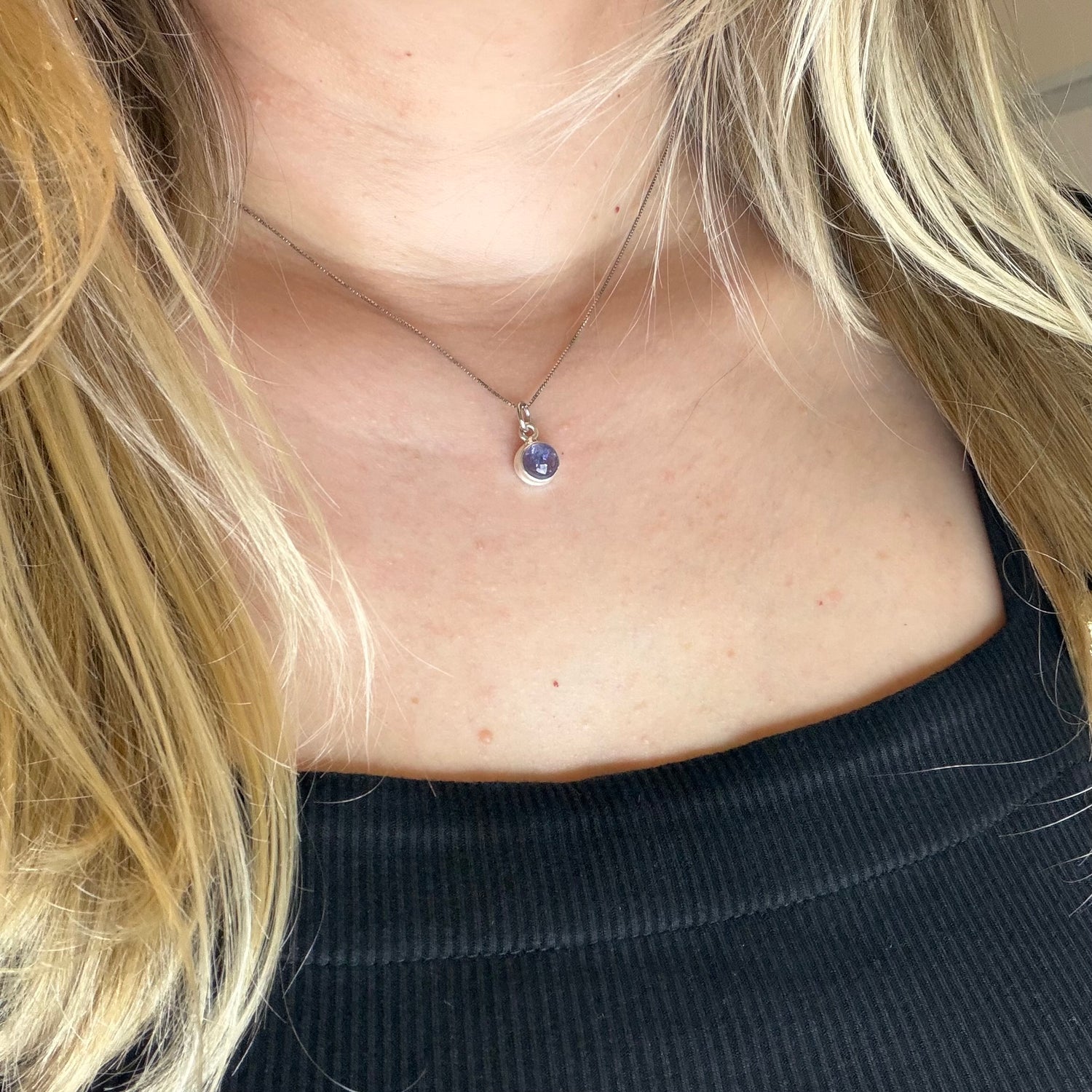 Ciondolo Punto Luce Tanzanite Argento 925 - Tondo LISCIO
