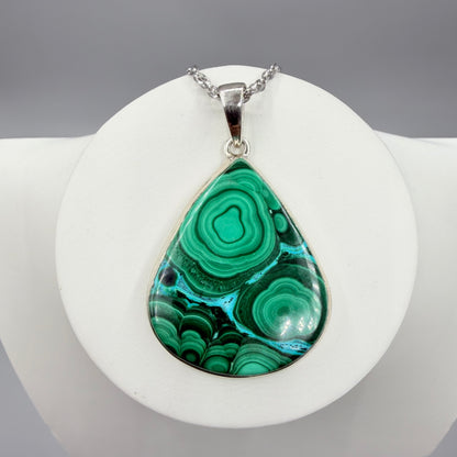 Ciondolo Malachite e Crisocolla Argento 925 - Goccia grande
