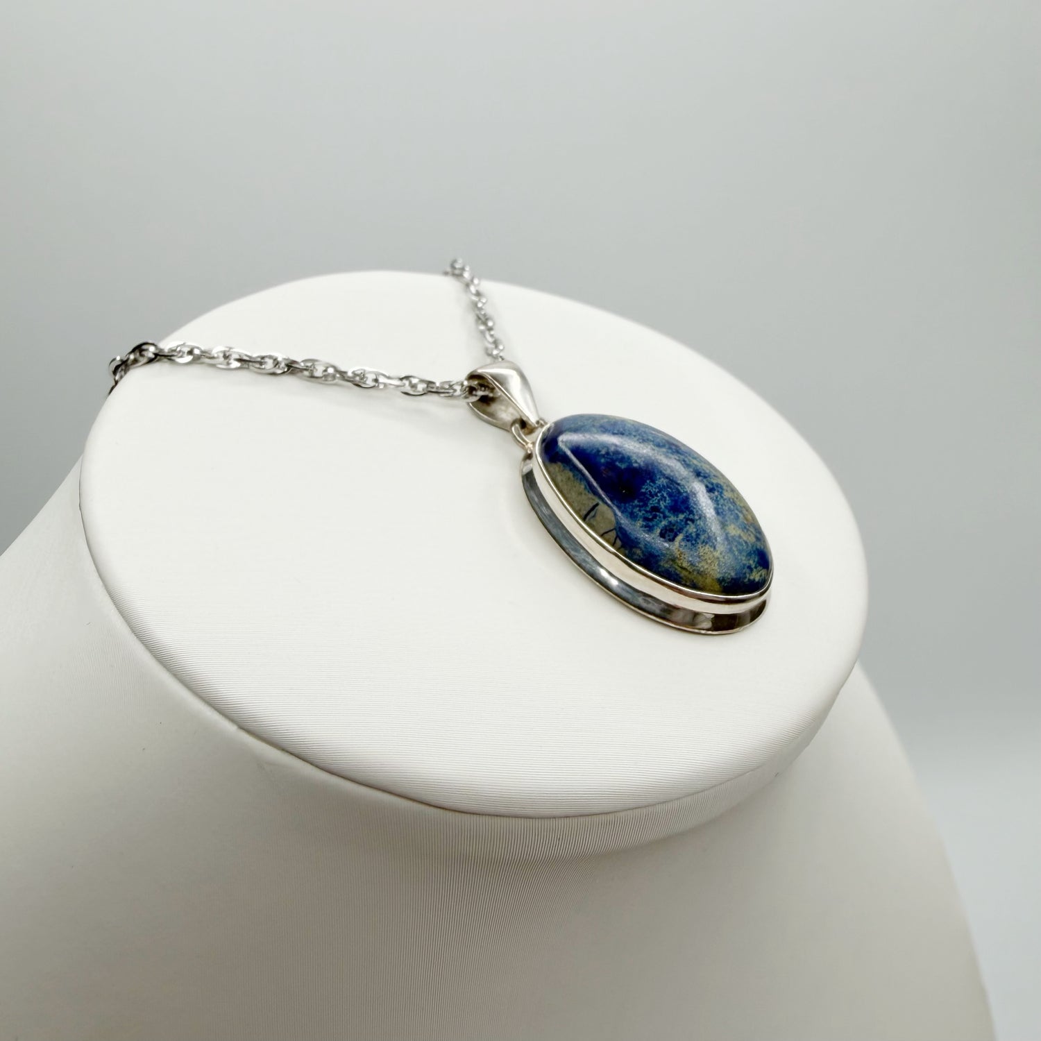 Ciondolo Azzurrite e Argento 925 - Ovale