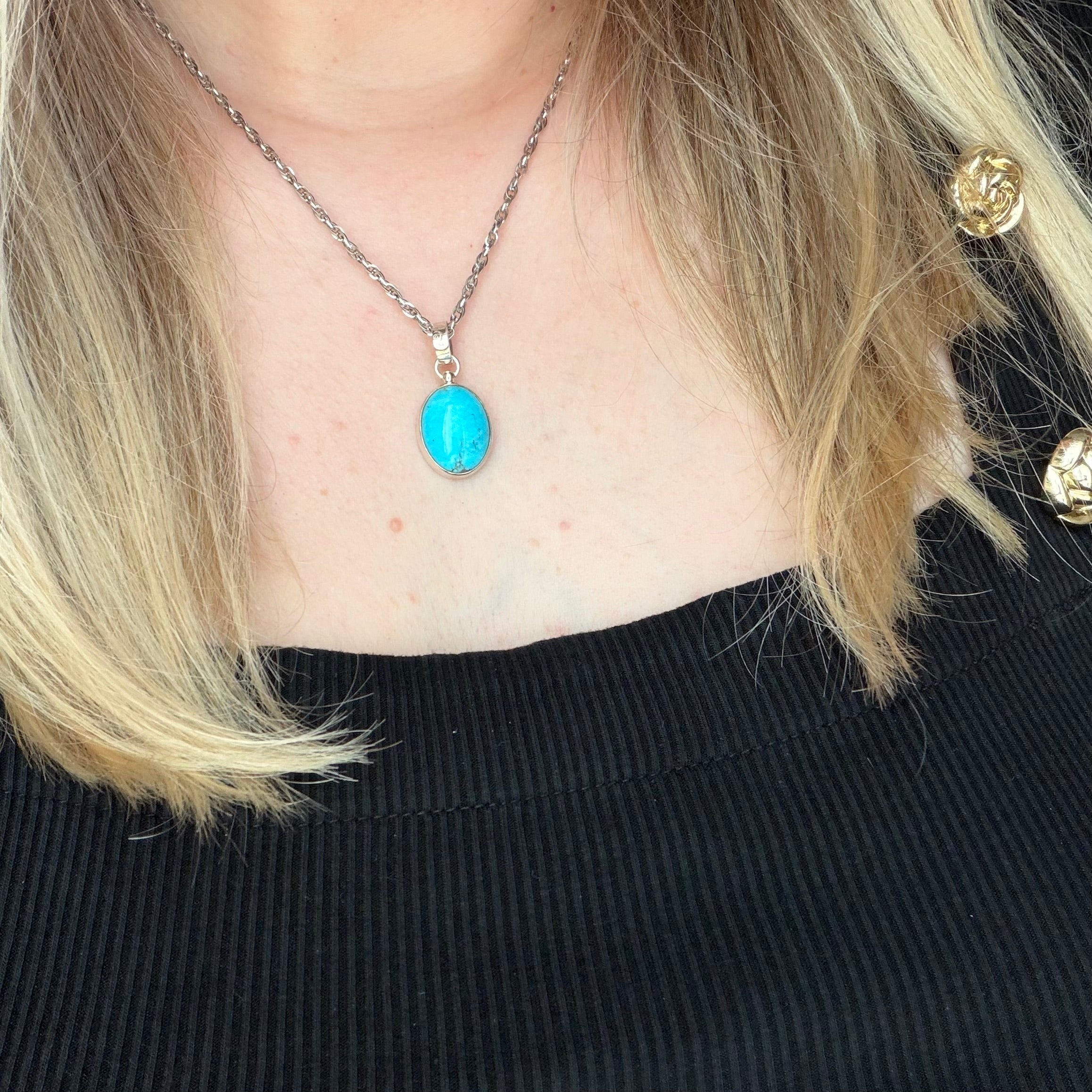 Ciondolo Turchese Naturale - Argento 925