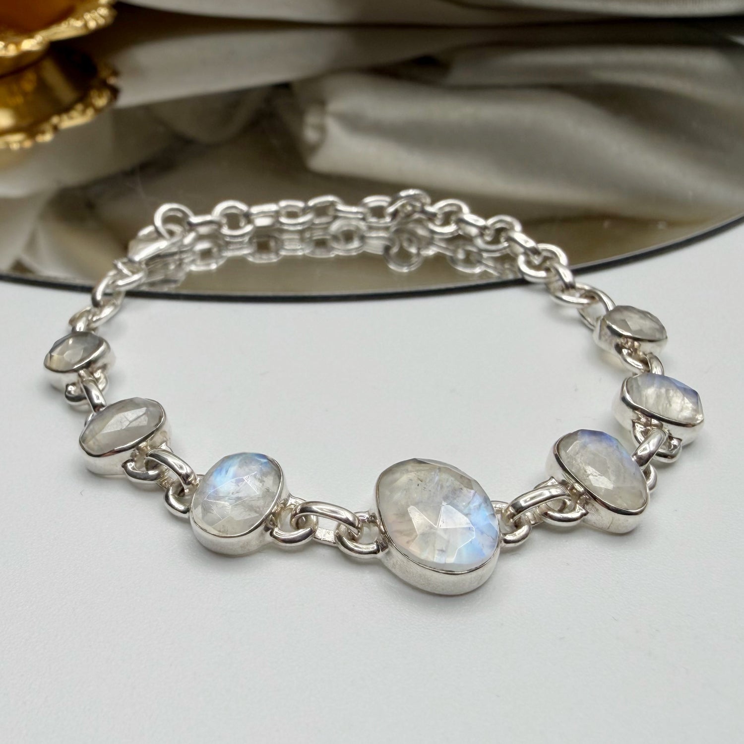 Bracciale Labradorite Bianca e Argento 925 - sfaccettato