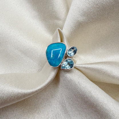 Anello Turchese Naturale e Topazio - Argento 925