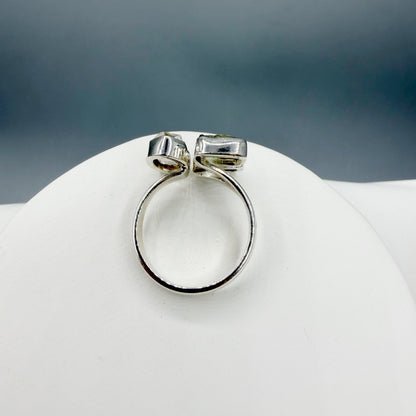 Anello Moldavite, Campo del Cielo e Diamante Herkimer | Argento 925