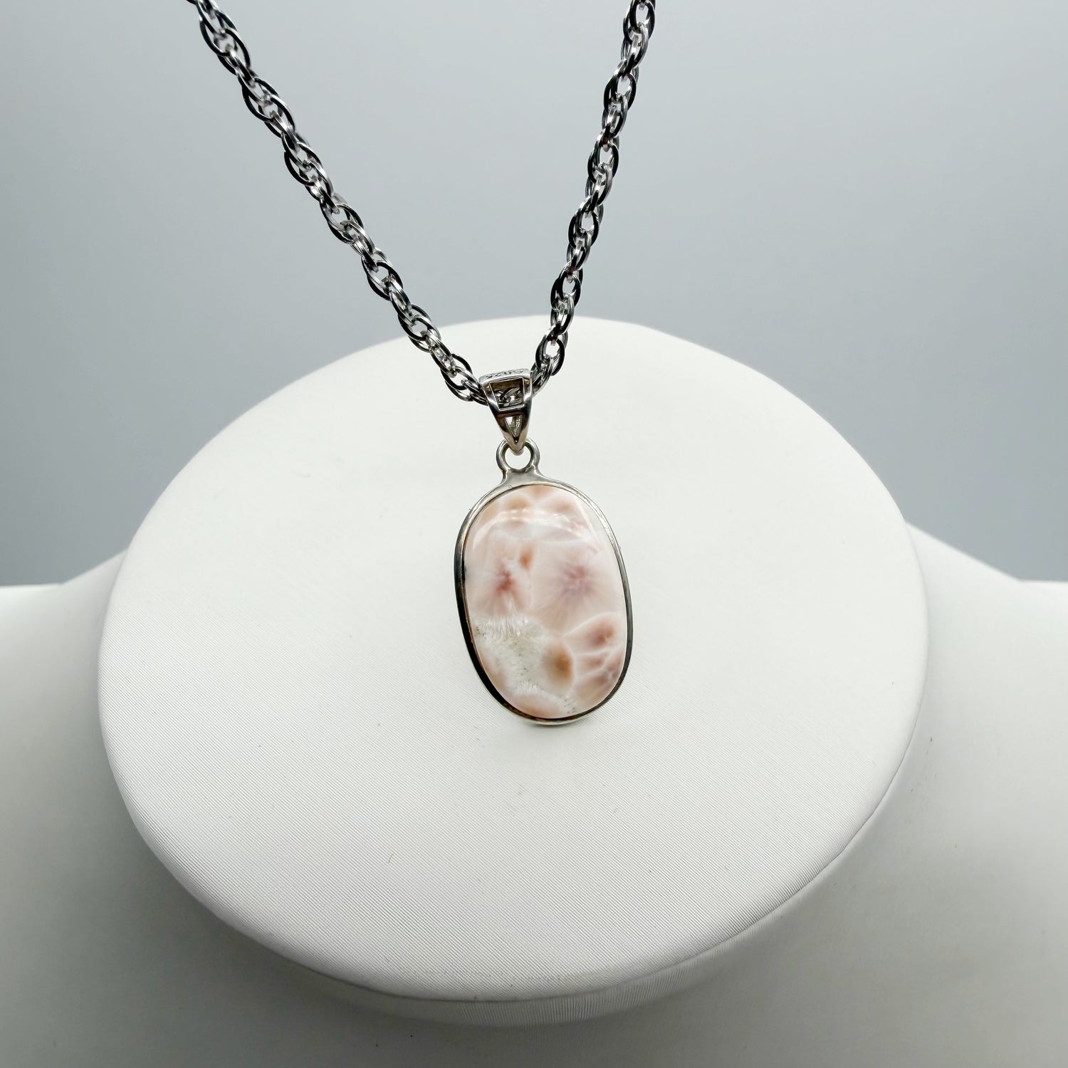 Ciondolo Natrolite e Argento 925 - Ovale