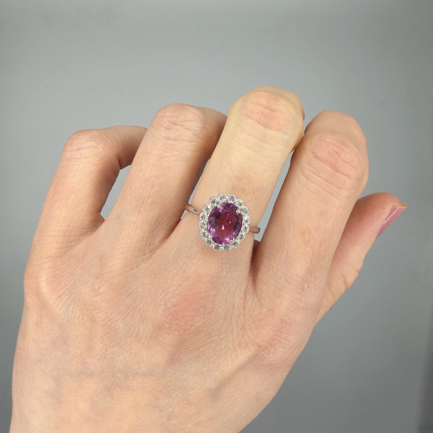 Anello Fluorite Rosa - Argento 925 - Ovale