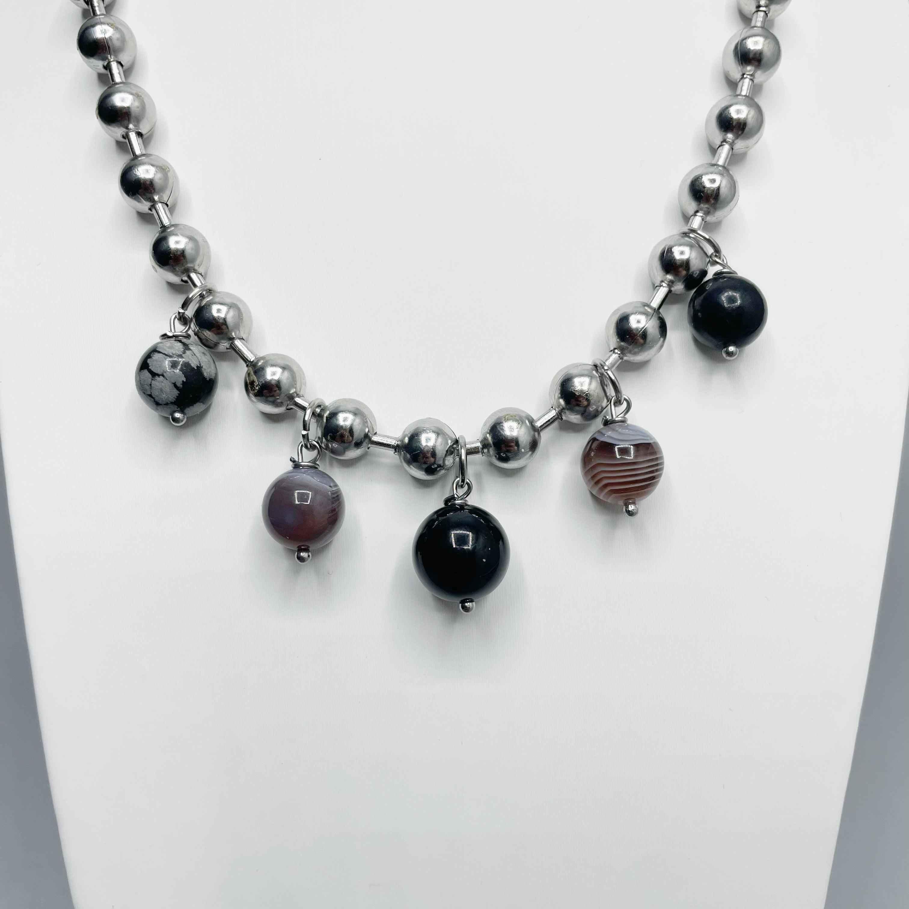 Girocollo Cerchio Protettivo Silver - Occhio di Shiva, Shungite, Ossidiana, Onice