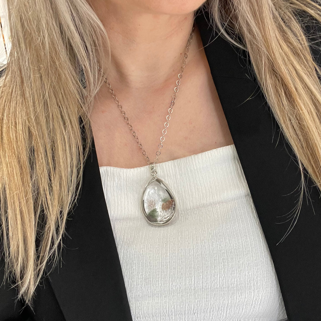 Ciondolo Lodolite intarsiato a Mano - Argento 925