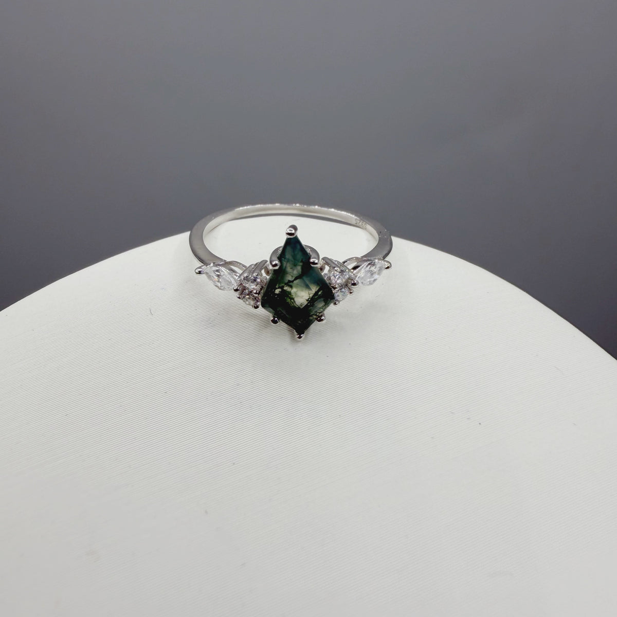 Doppio Anello Agata Muschiata SILVER | Argento 925 - NON REGOLABILE