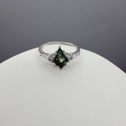 Doppio Anello Agata Muschiata SILVER | Argento 925 - NON REGOLABILE