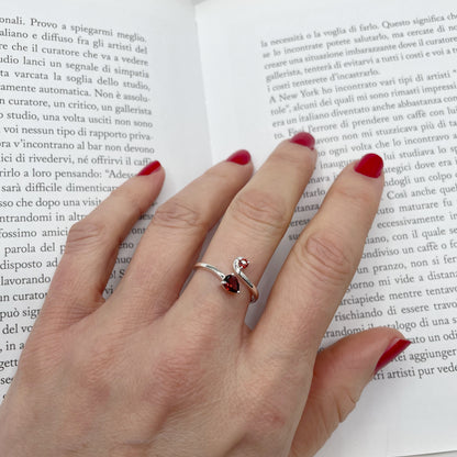 Anello Intreccio Granato e Argento 925