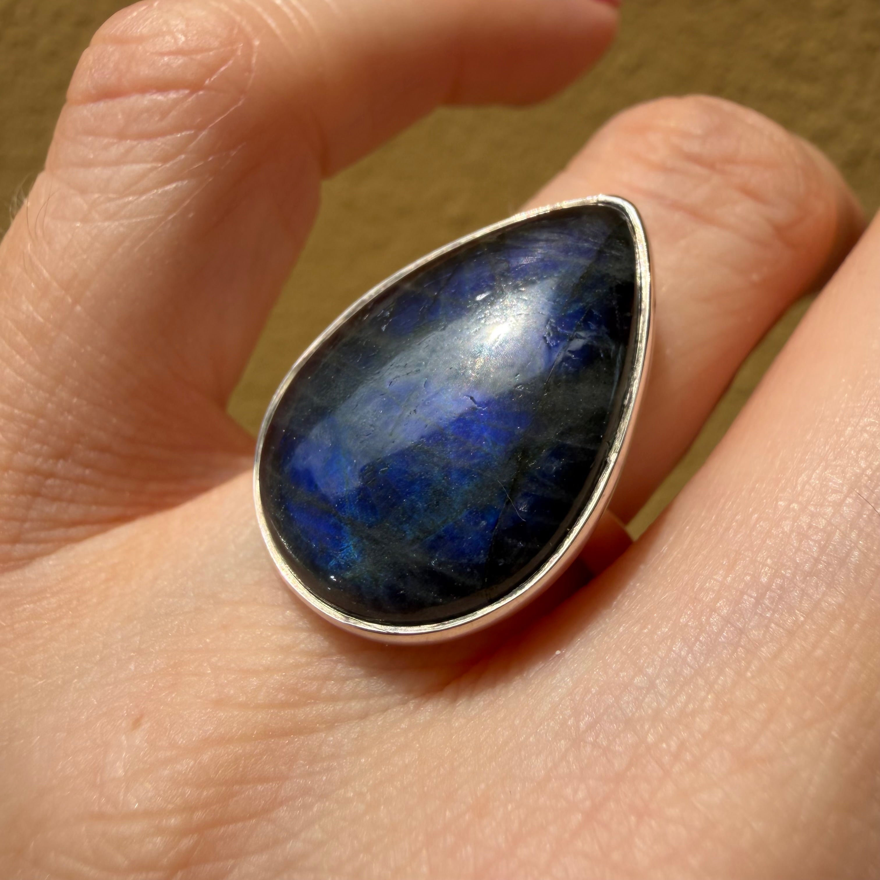 Anello Labradorite a Goccia - Argento 925