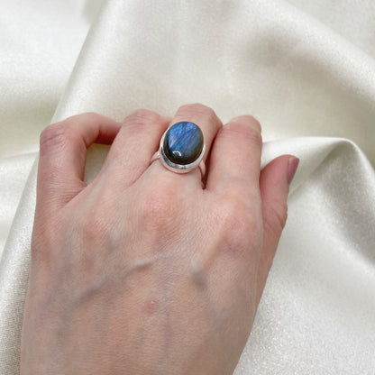 Anello Labradorite Blu e Argento 925