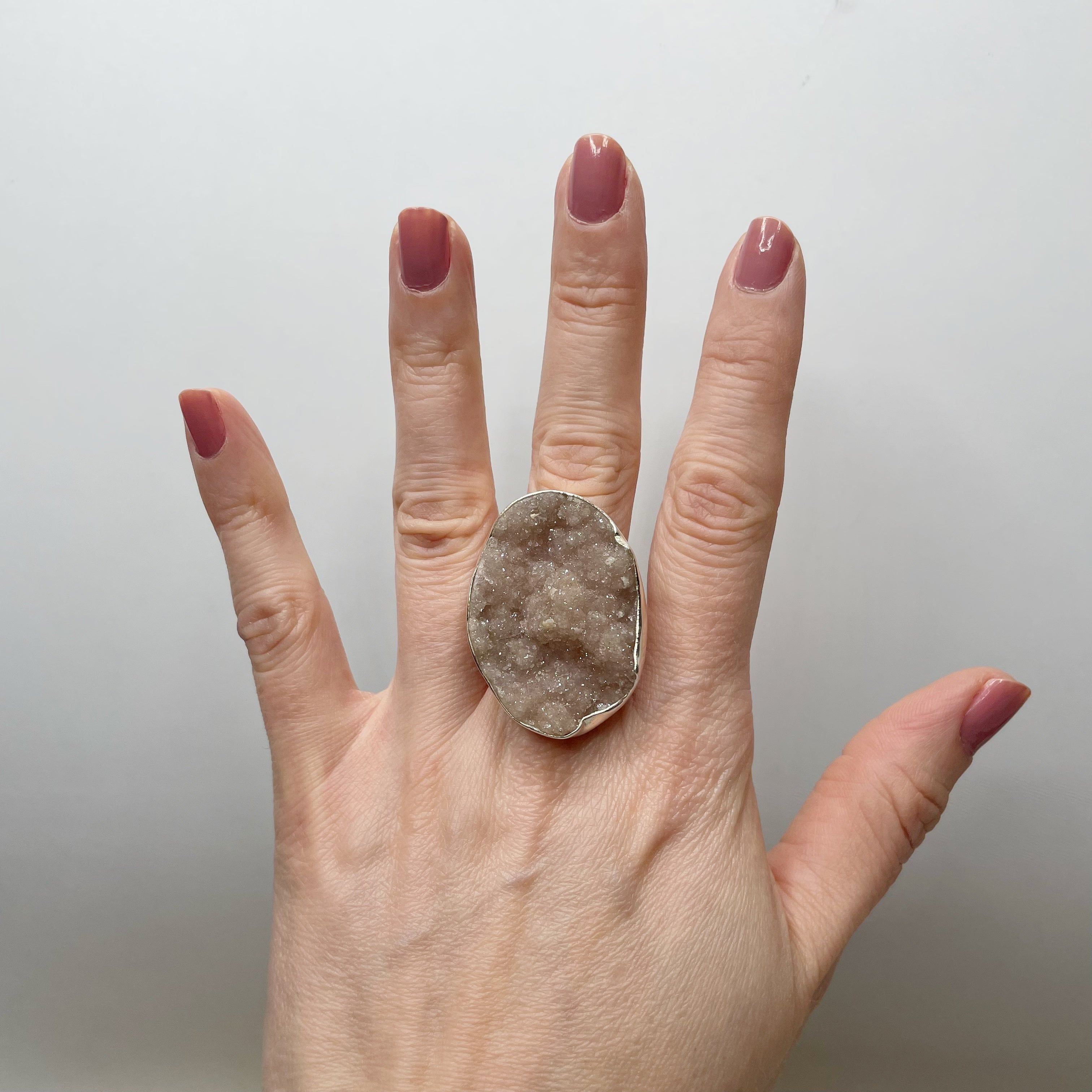 Anello Drusa di Ametista Rosa e Argento 925