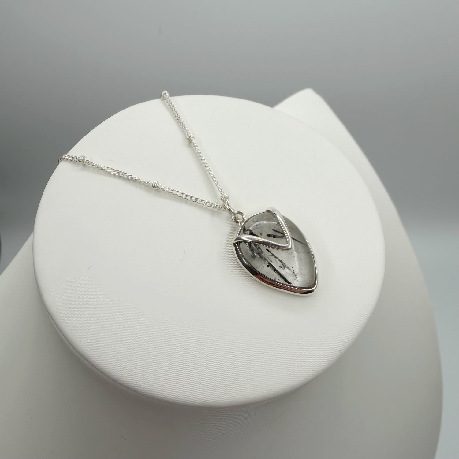Collana Quarzo Tormalinato a Goccia - Argento 925