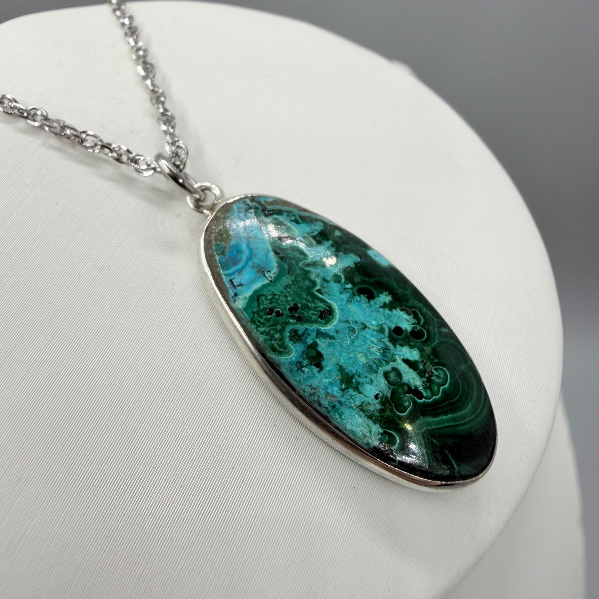 Ciondolo Malachite e Crisocolla Argento 925 - Ovale