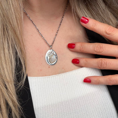 Ciondolo Diadema Labradorite Bianca - Argento 925