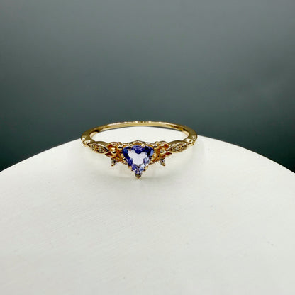 Anello Tanzanite GOLD | Argento 925 placcato oro 14k - NON REGOLABILE