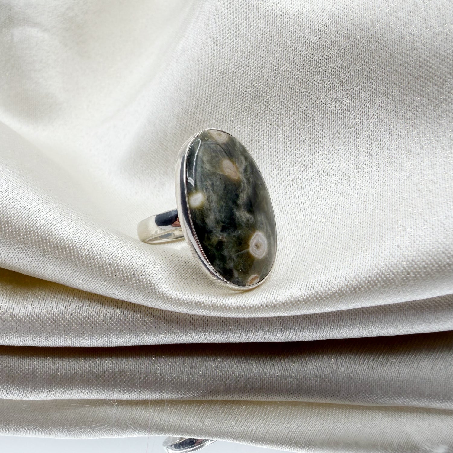 Anello Diaspro Oceano Argento 925 - Ovale