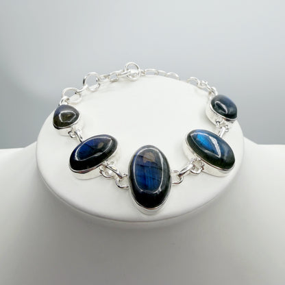 Bracciale Labradorite e Argento 925 - Ovale