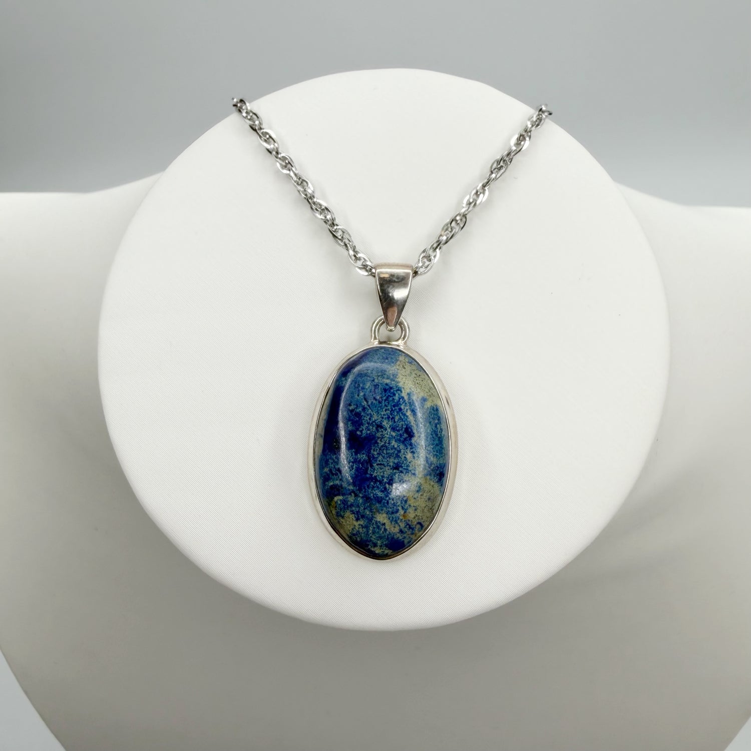 Ciondolo Azzurrite e Argento 925 - Ovale