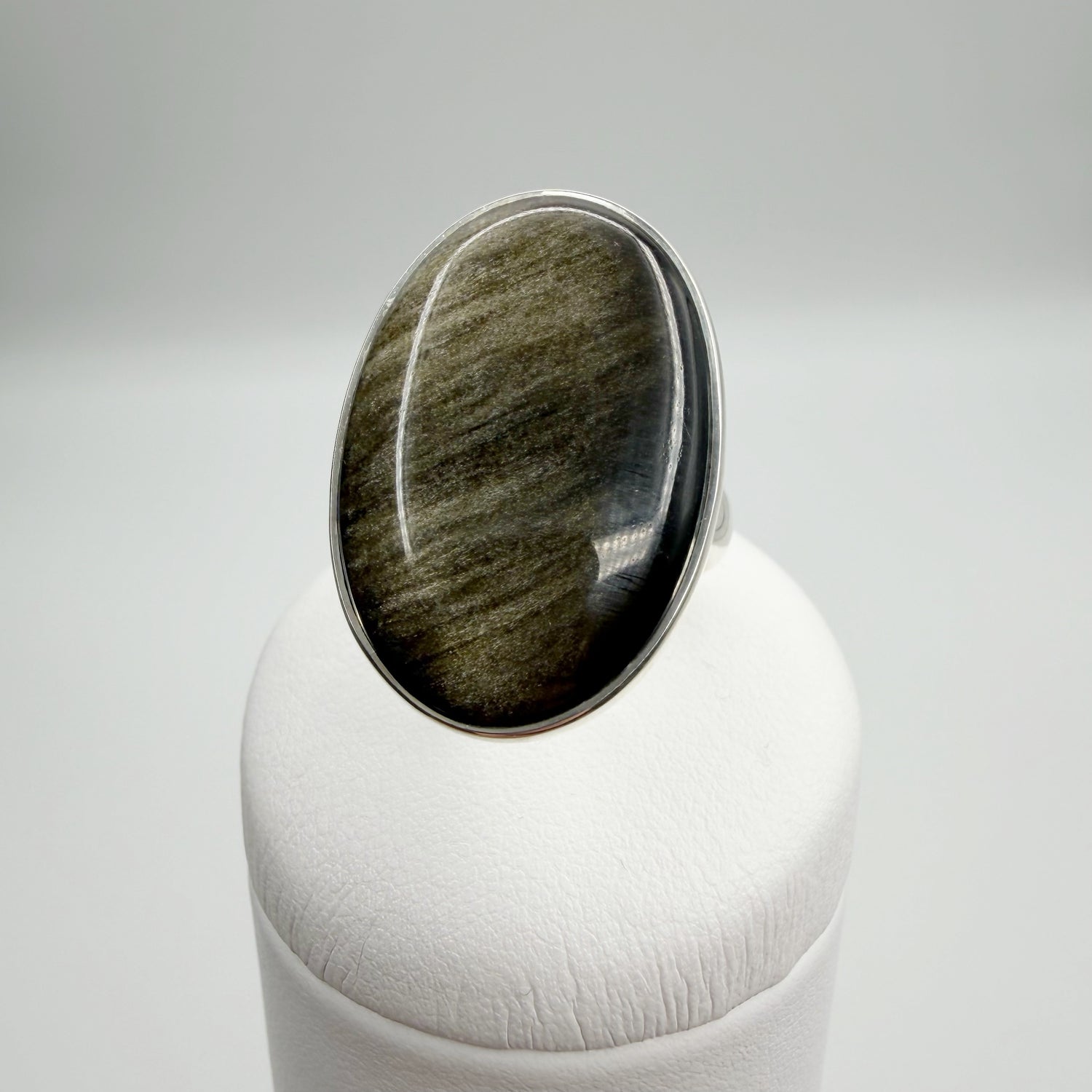 Anello Ossidiana Dorata Ovale - Argento 925