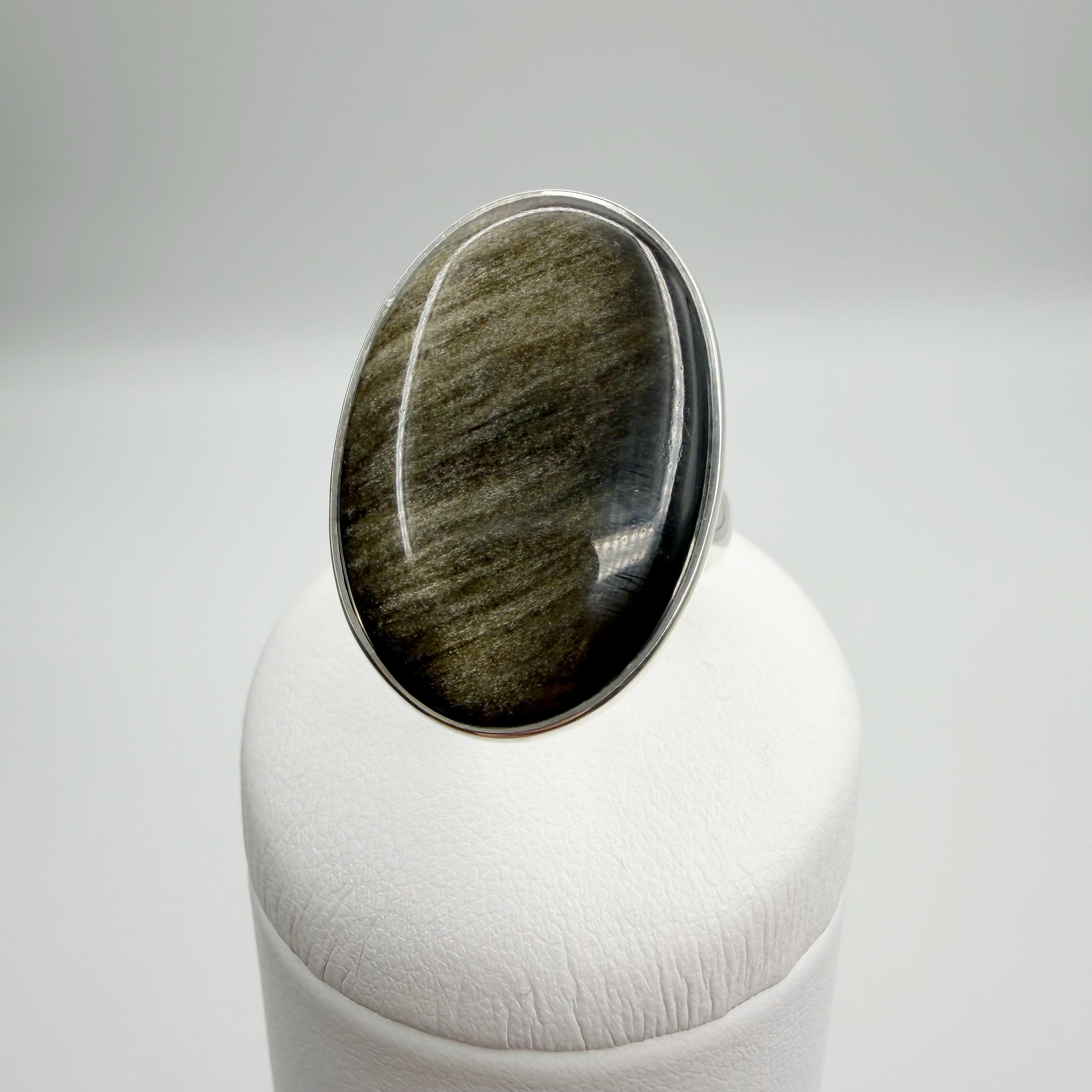 Anello Ossidiana Dorata Ovale - Argento 925