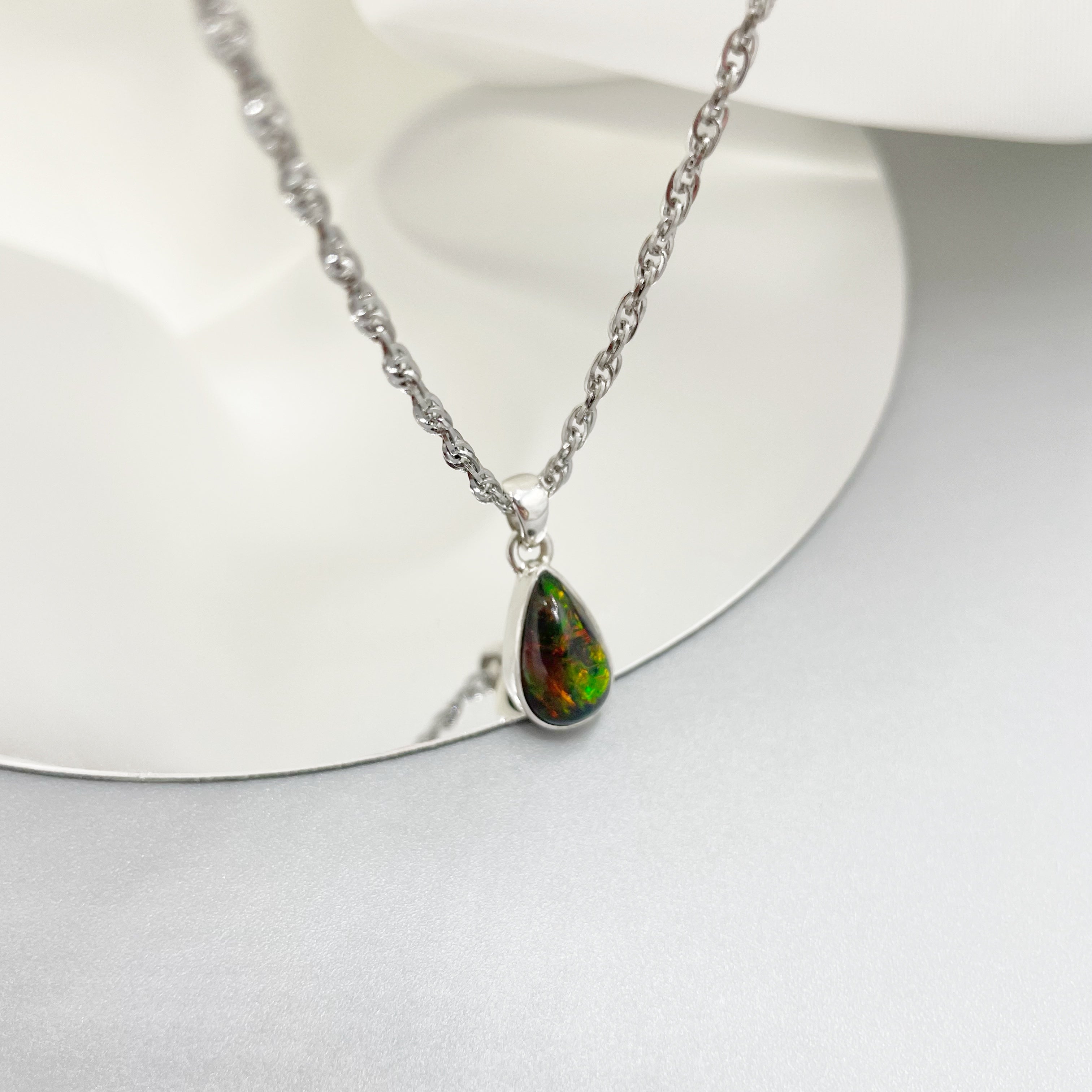 Ciondolo Opale Nero Chalama Goccia - Argento 925