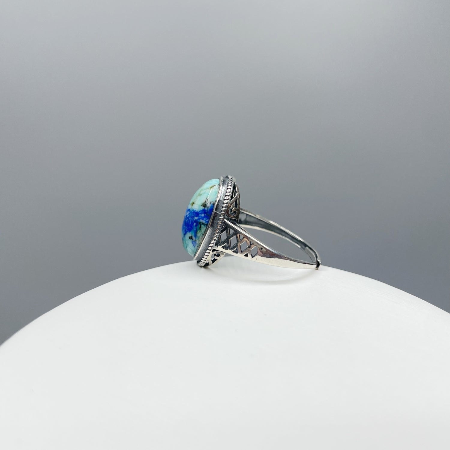 Anello Turchese Naturale e Lapislazzuli - Argento 925